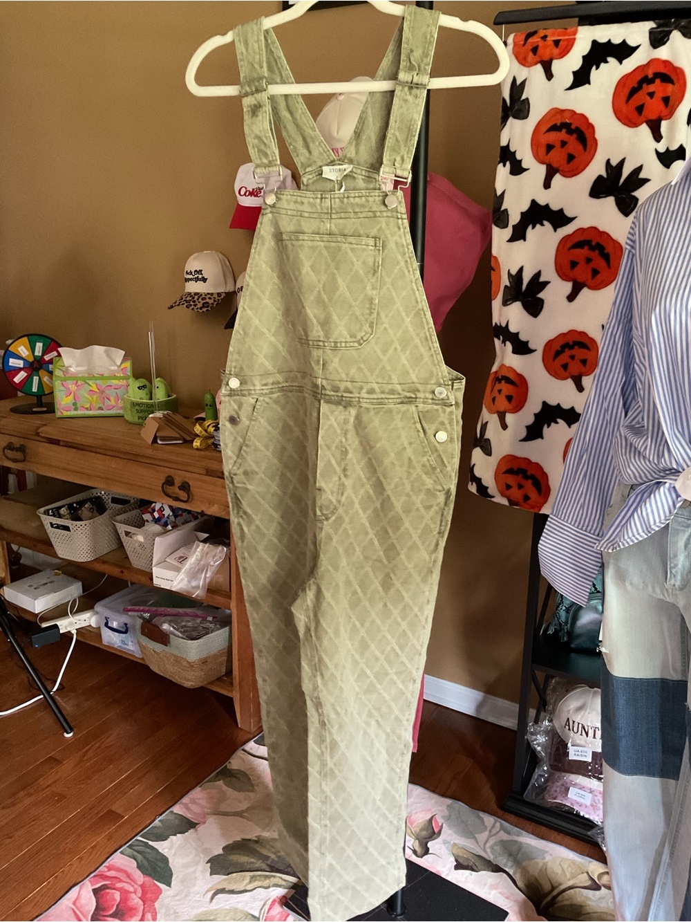 Storia Light Olive Overalls Jumpsuit